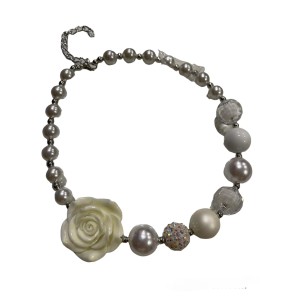 Pearl Ceramic Rose Necklace