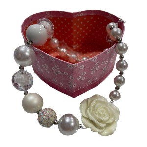Pearl Ceramic Rose Necklace